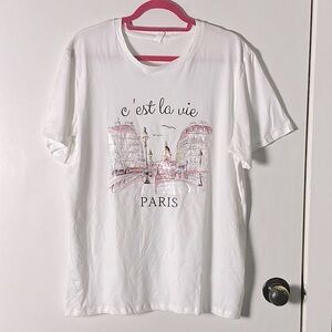 SHEIN White Paris Graphic Oversized T-Shirt Size Large